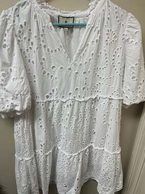 Tuckernuck White Eyelet Tiered Short Sleeve Dress